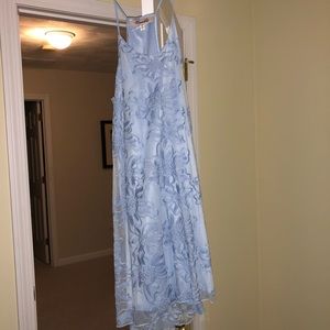 Light blue flower embroidered dress